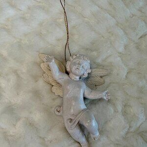Vintage Cherub Ornament- White/Off White